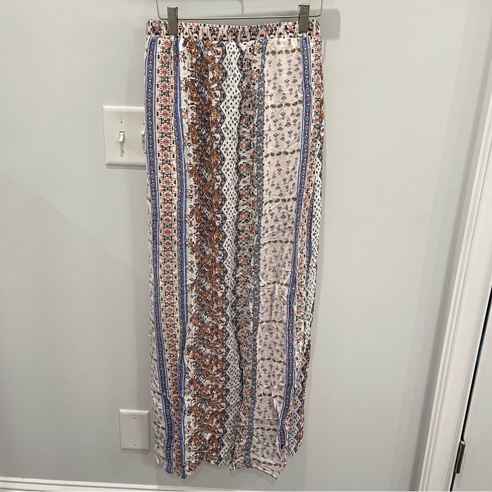 Francesca’s buttons Multicolor Aztec Patterned Sheet Maxi Skirt with Front Slit - Picture 10 of 10